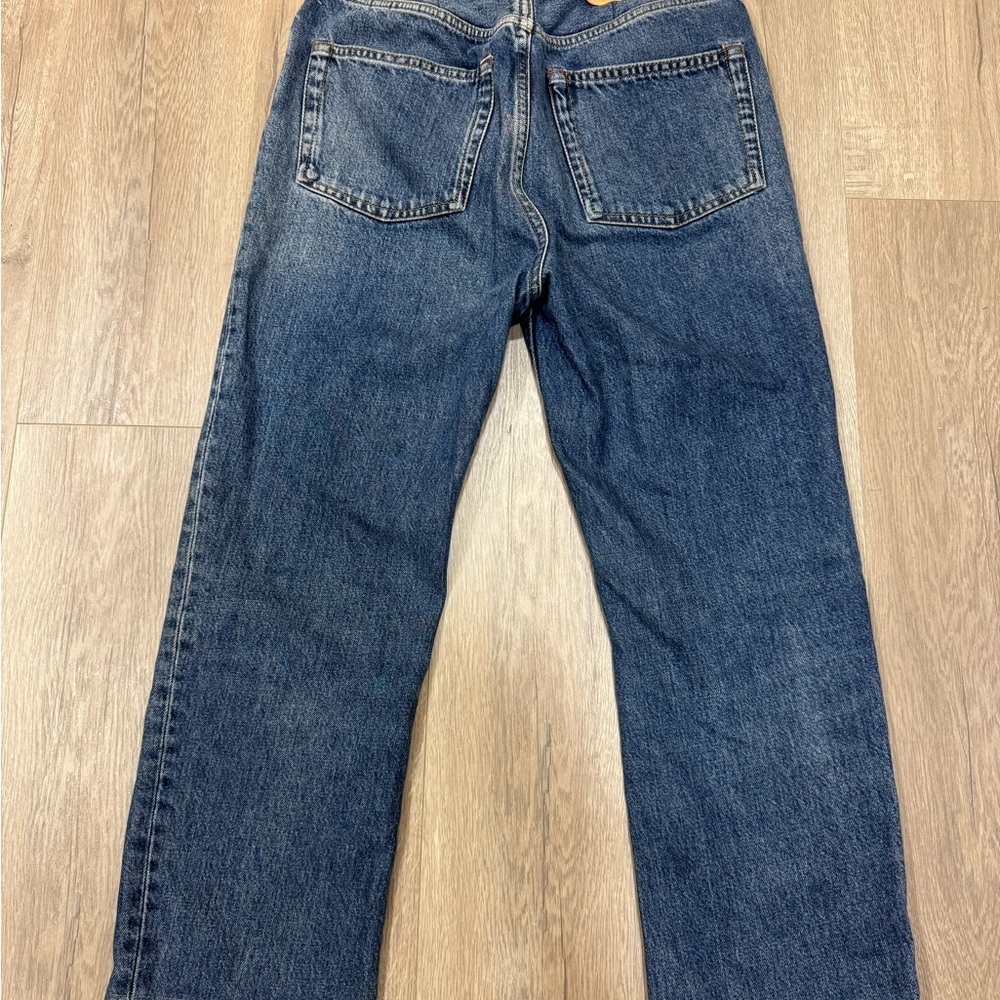 Acne Studios Bla Konst Straight Leg Blue Jeans Size 25x32 Pink Leather Patch - Picture 4 of 11